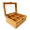 صندوق تخزين شاي الخيزران المنزلي مقاس 24 × 16 × 9 سم خشبي مع غطاء