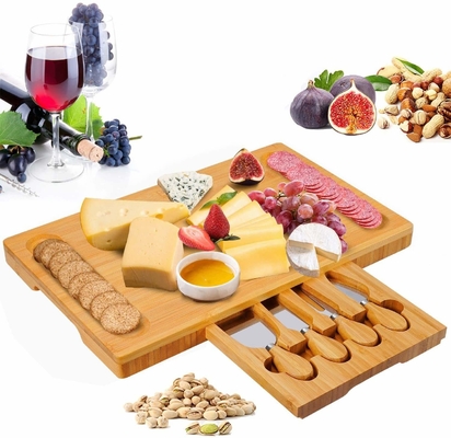 لوح جبنة كبير من الخيزران ممتاز لحوم Charcuterie النبيذ