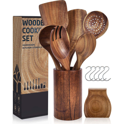 أدوات الطبخ الخشبية المعدات الخشبية المجموعة 9pcs للمنزل