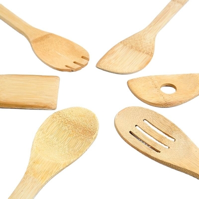 6 قطع أدوات المطبخ الخيزران مجموعة خشبية ملعقة سباتولا للطهي