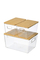 صندوق تخزين بلاستيك شفاف 11in X 6in مضاد للبكتيريا مع أغطية من الخيزران الطبيعي